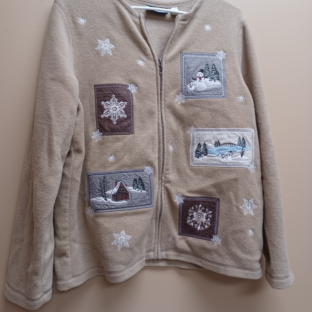 Croft & Barrow Winter Christmas zip sweater
